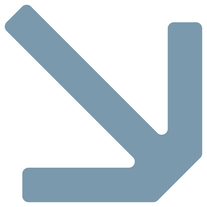 A downward-pointing arrow icon in blue with a flat design.