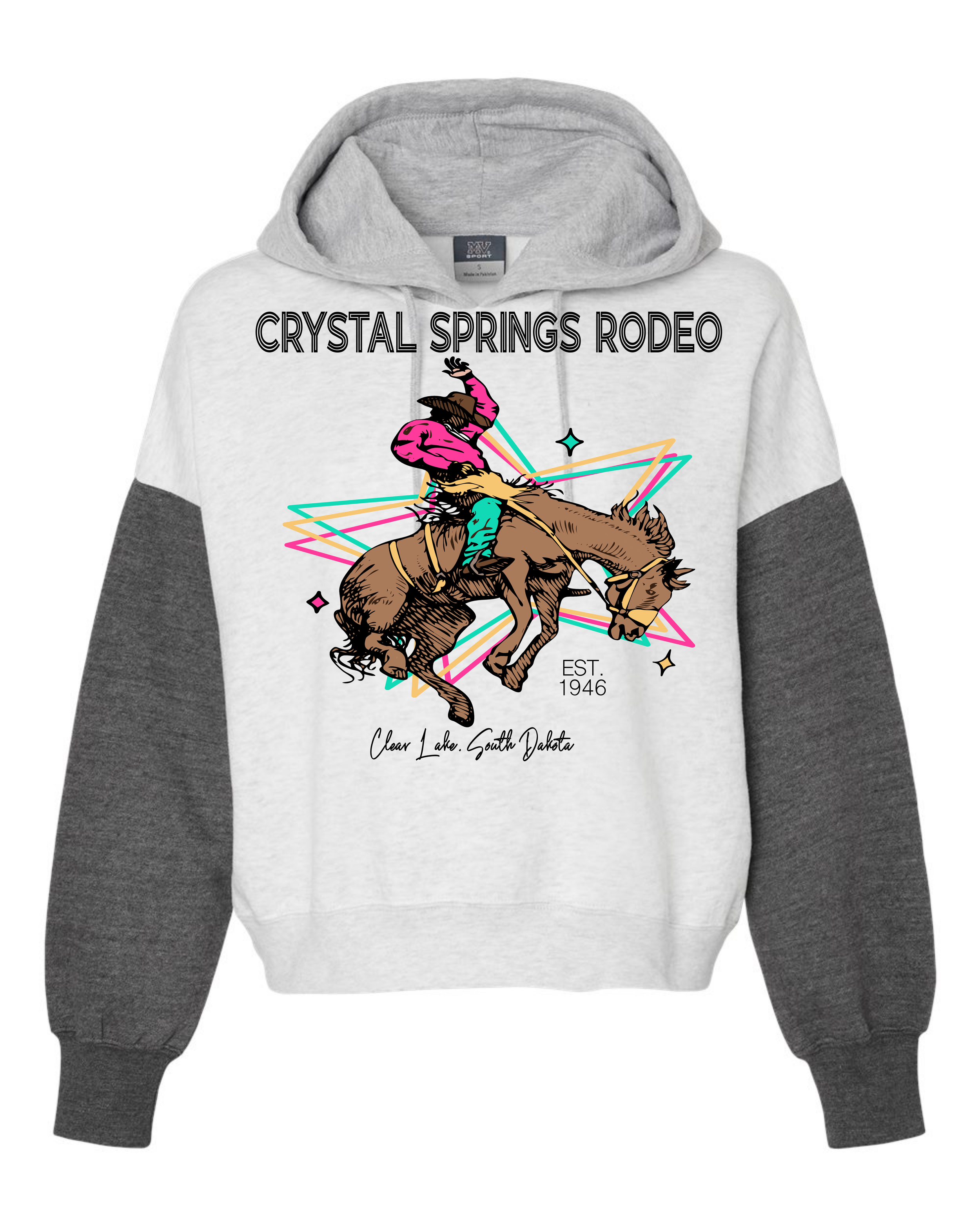 Retro Bronc | 3 Toned Cropped Hoodie