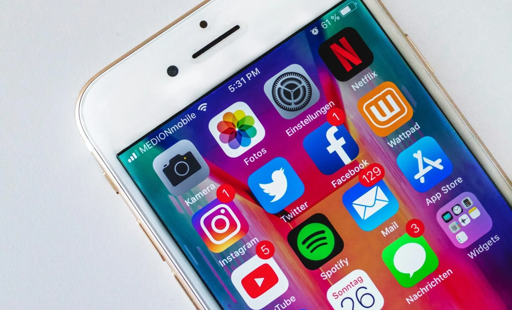 Cellphone with social media icons