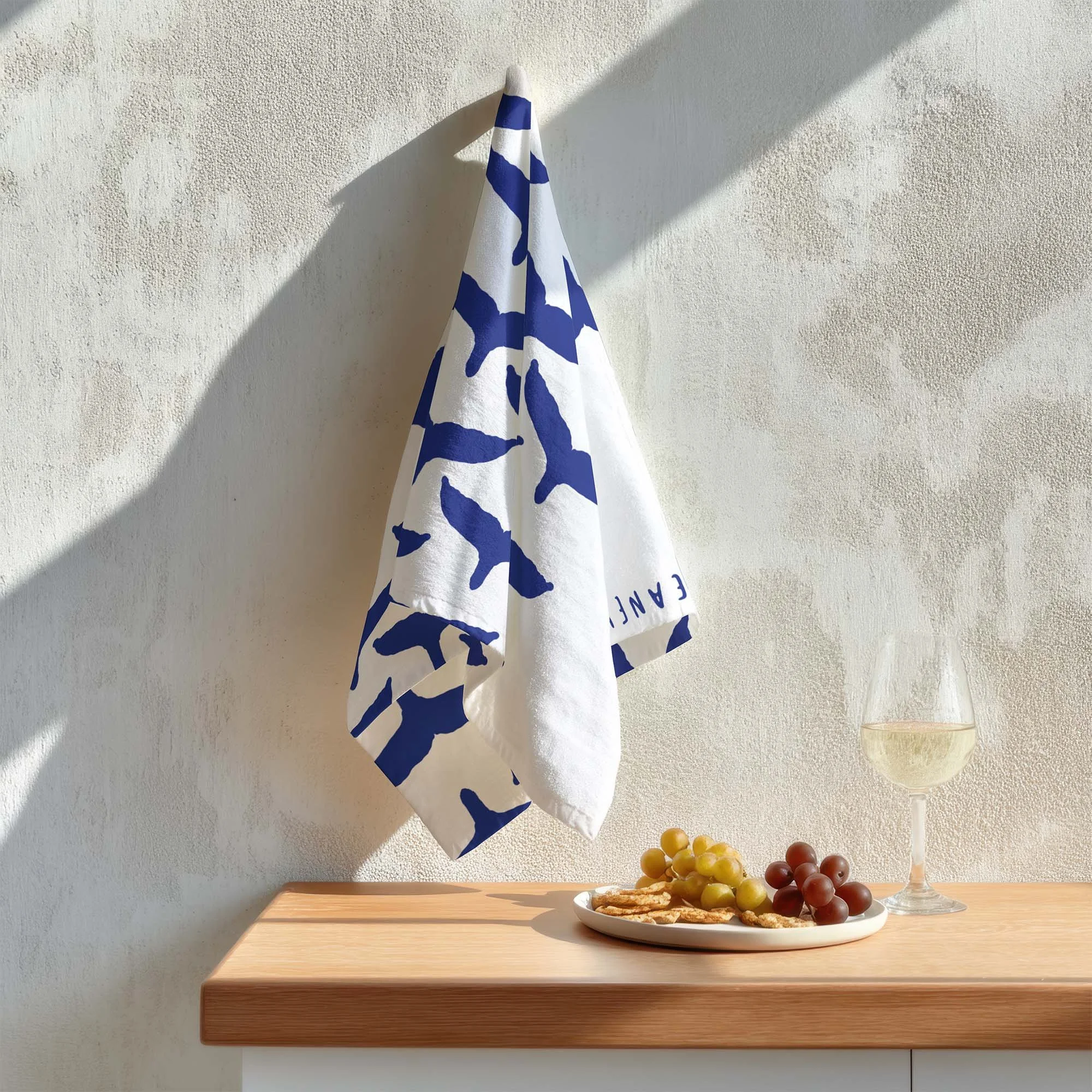 Whale Fluke Linen Tea Towel