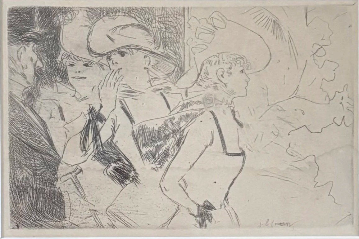 Jean-Louis Forain (1852-1931), Folies Bergère, Framed Etching, $250, Certificate of Authenticity