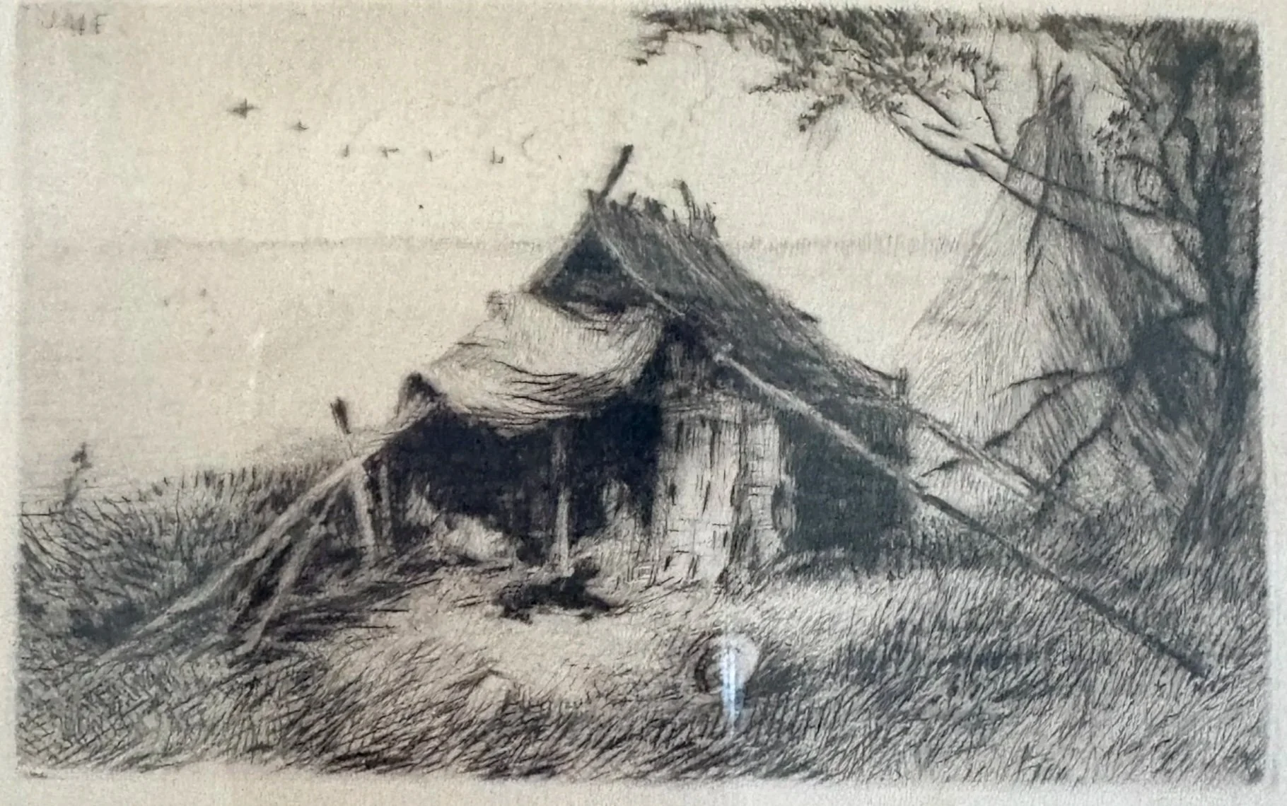 John Mackie Falconer (1820-1903), Shack, Etching