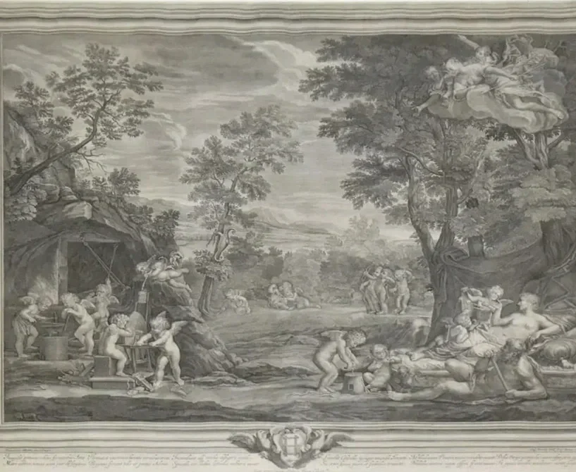 Étienne Baudet after Francesco Albani (1578-1660), Loves Make Weapons Under the Guidance of Venus