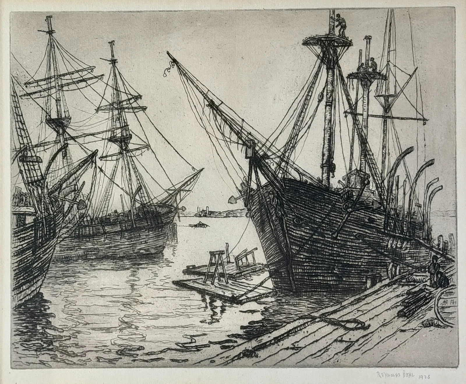Reynolds Beal (1867-1952), 3 Maritime Prints, Signed and Dated Etchings