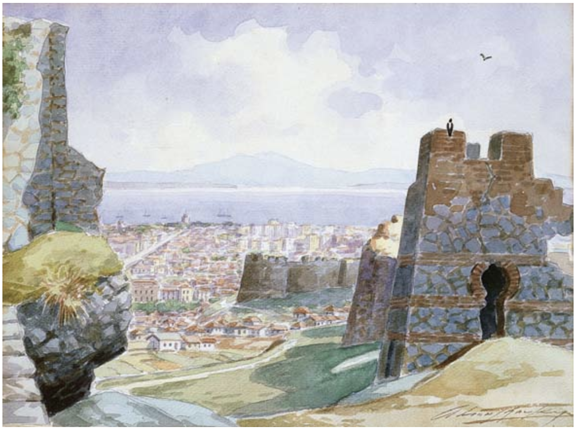 Avenir Trouskovsky (1885-1962), View of Thessaloniki Paintings, Watercolor, $250