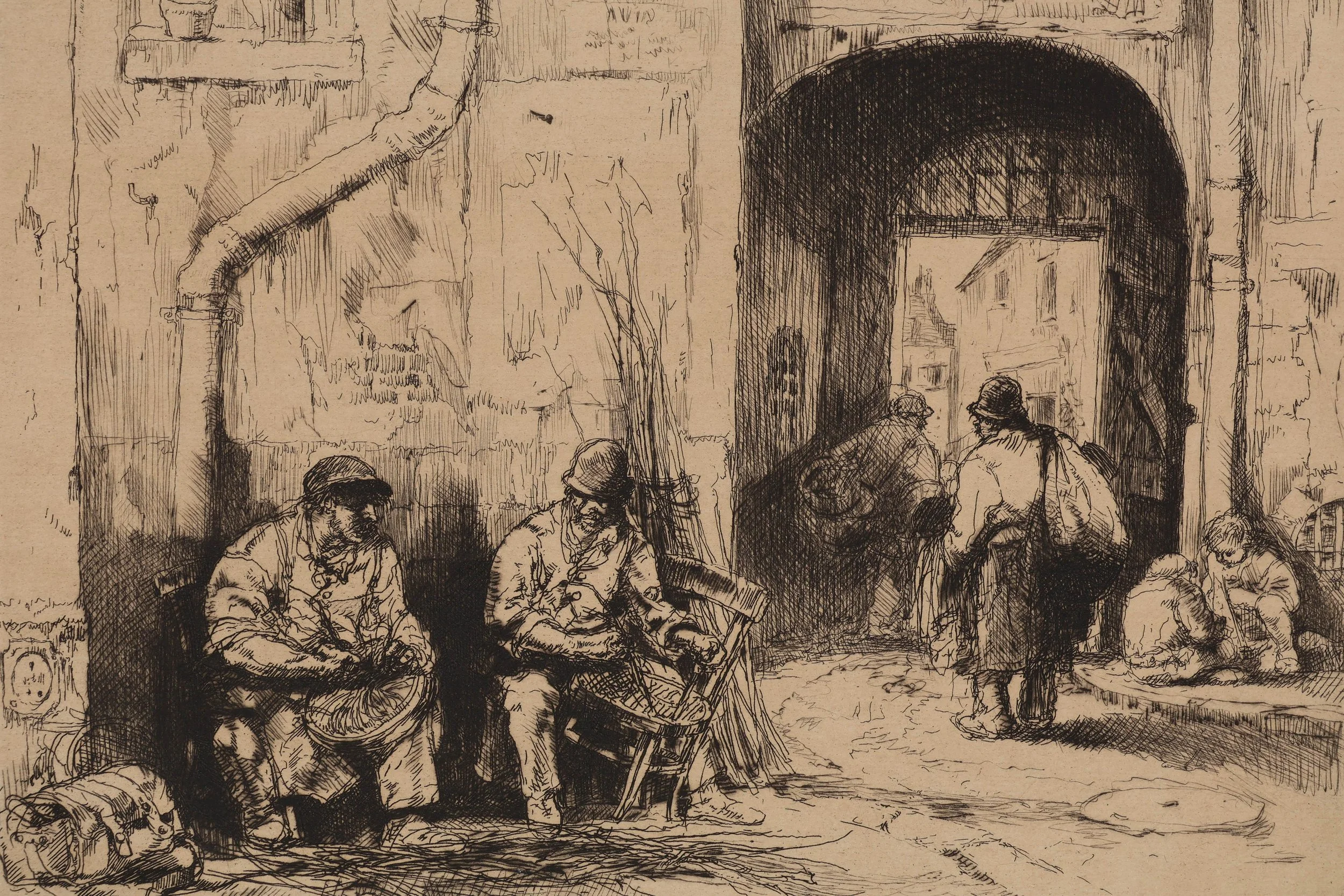 Auguste Brouet (1872-1941), Caning Chairs, Signed Etching, 45/100 Edition, $200