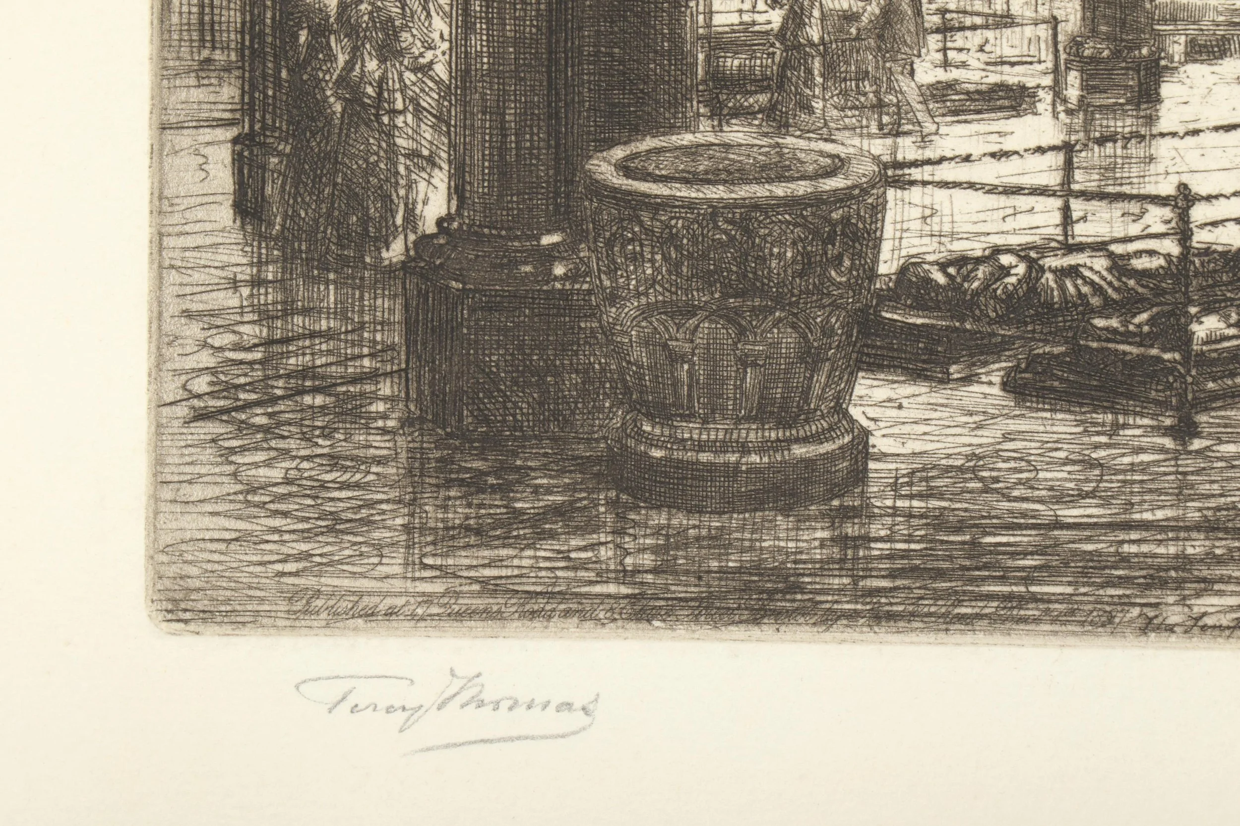 Percy Thomas, British (1846-1922), The Round Church / The Temple, London, 2 etchings