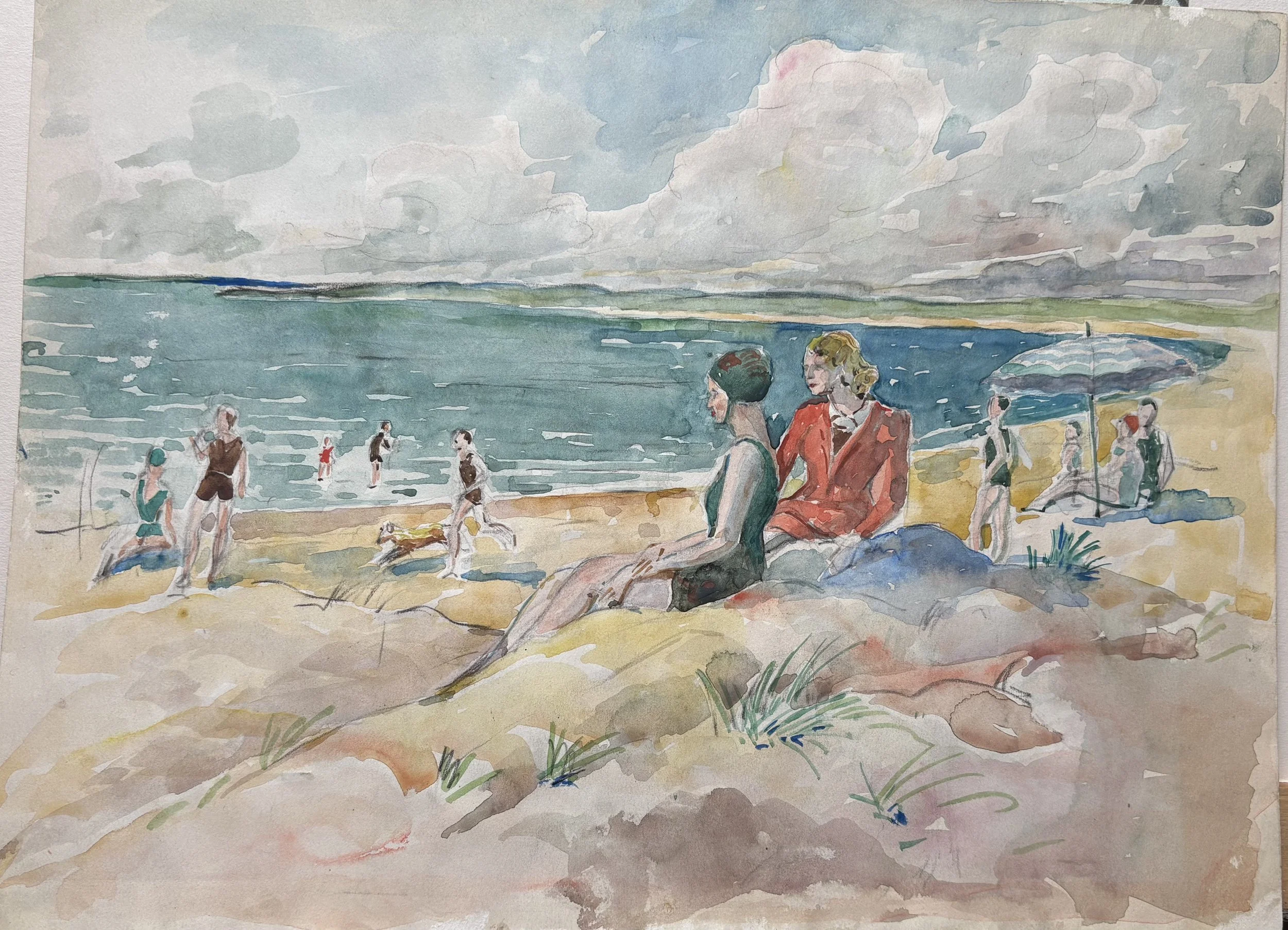 Herbert Ward (1896-1967), Beach Scene, Watercolor