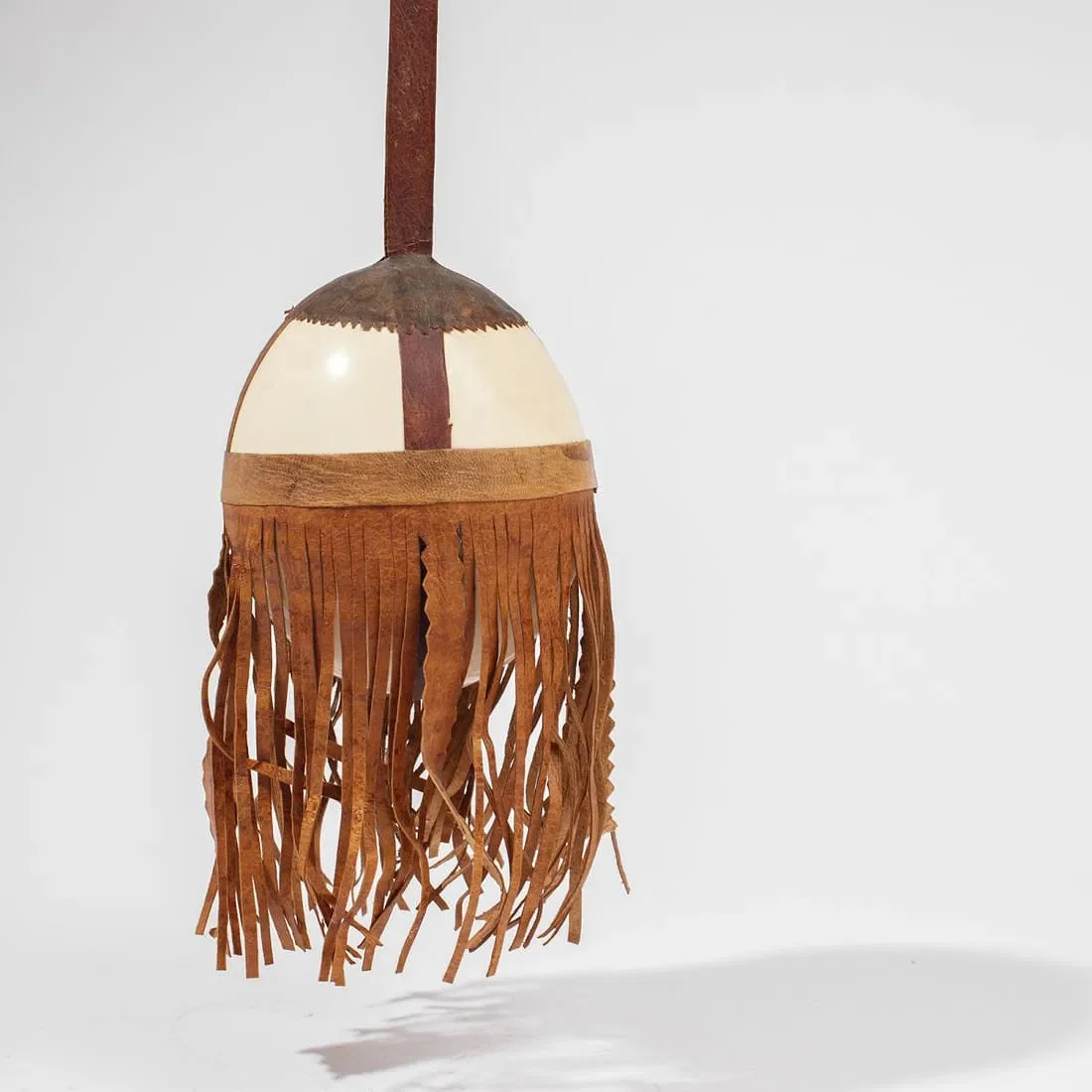 Nigerian Hausa Ostrich Egg & Leather Tent Ornament, 18 inches, $195
