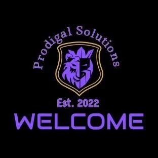 Logo for Prodigital Solutions with a purple lion and shield, and text 'Est. 2022' and 'WELCOME' in purple.