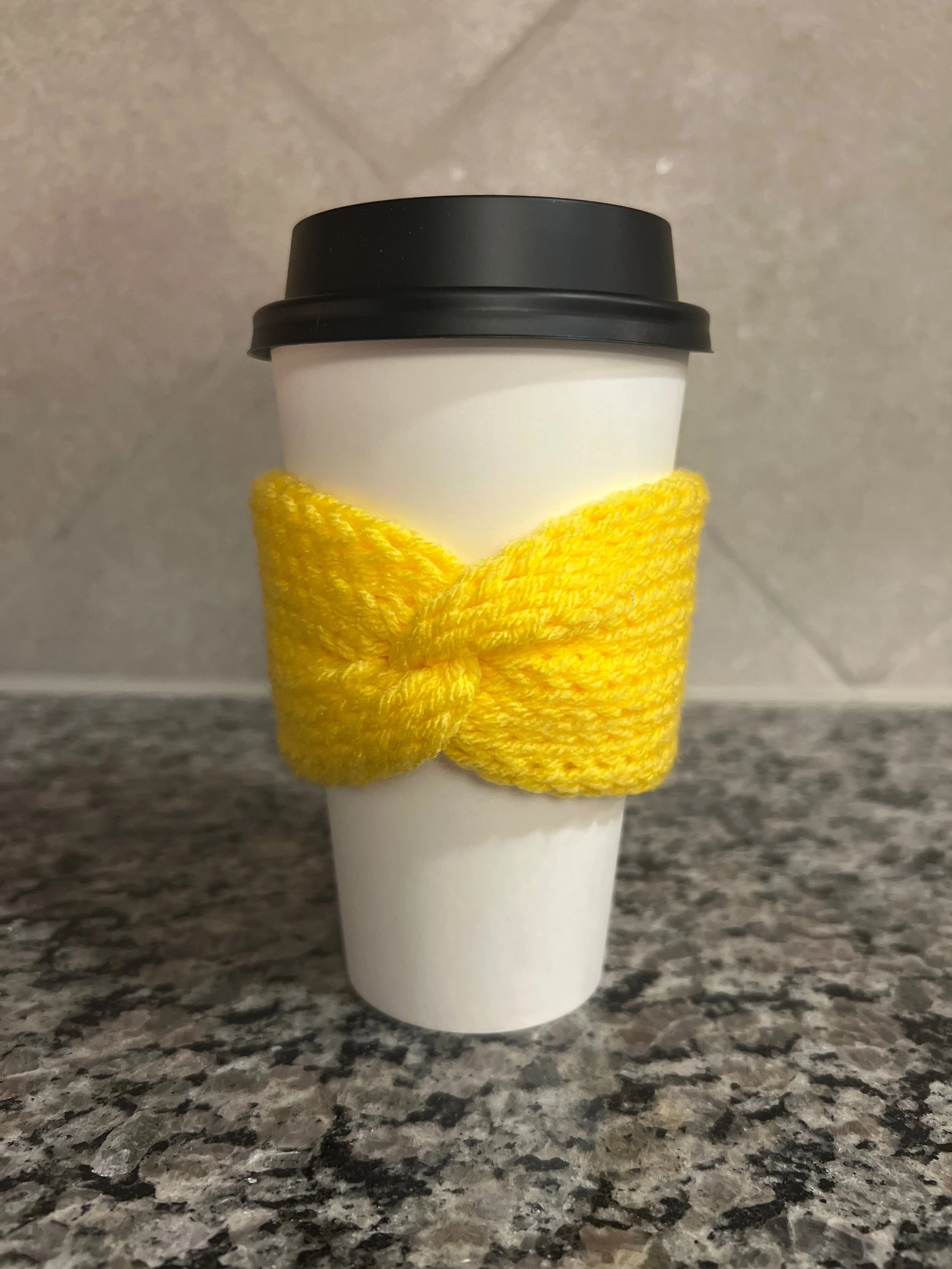 Yellow Knitted Cup Cozies- set of 2 Perfect Birthday, Anniversary, Bridal, Friend Gift