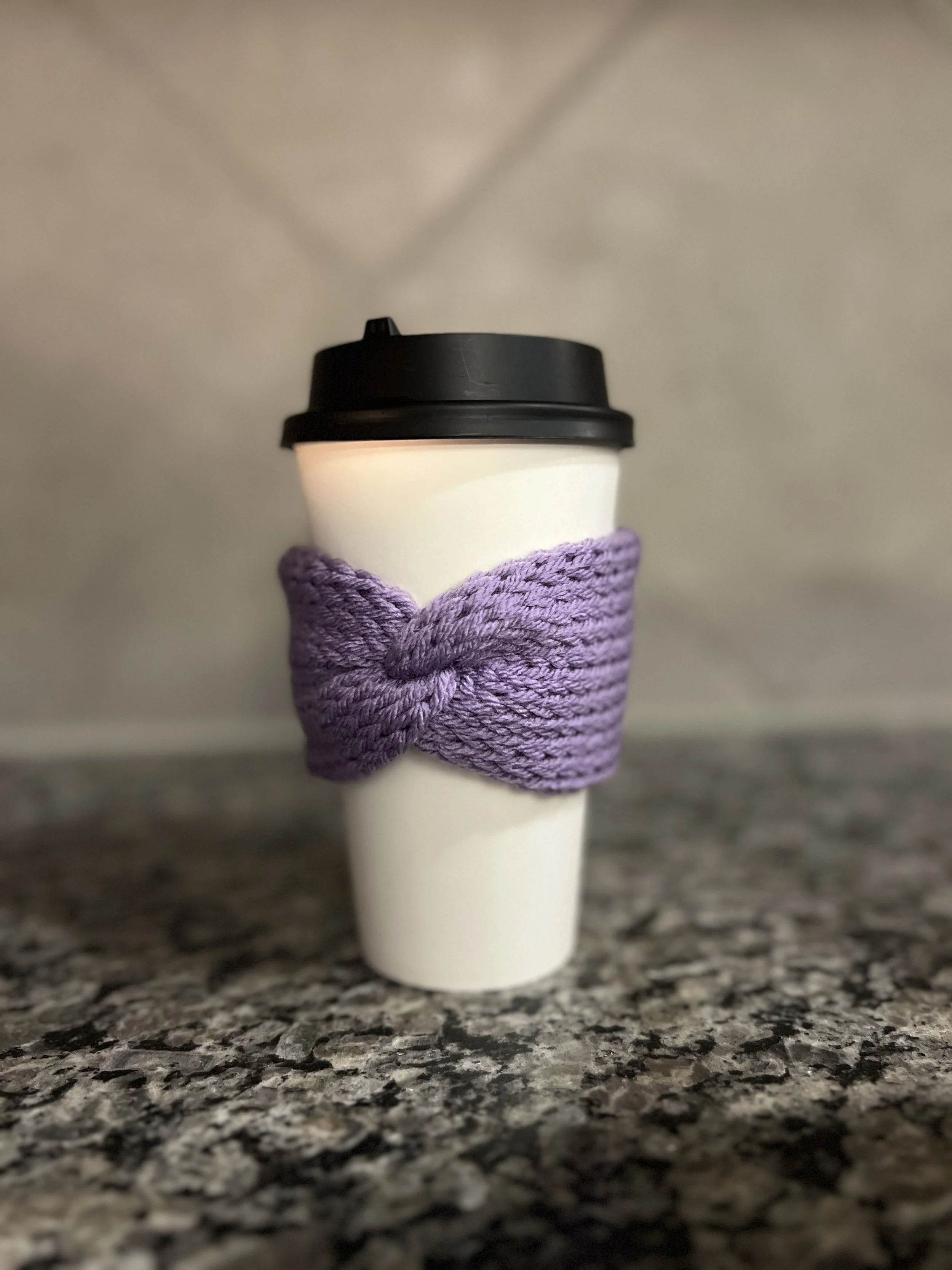 Purple Knitted Cup Cozies- set of 2 Perfect Birthday, Anniversary, Bridal, Friend Gift