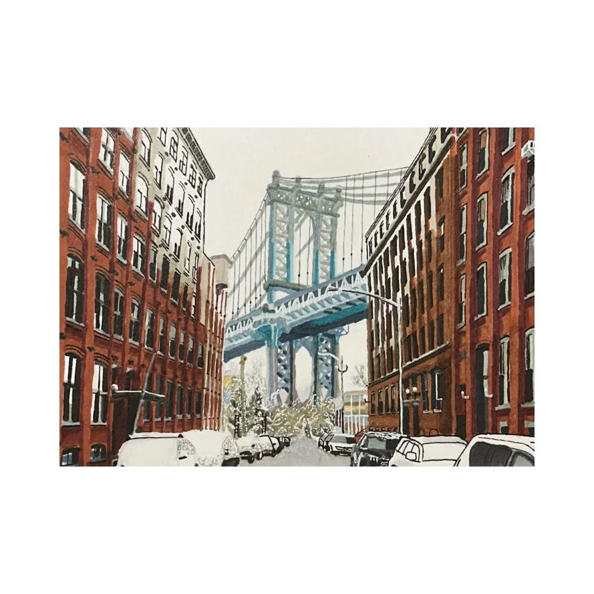 Air in NYC | 2. Actually finished 01/25. Alcohol based markers on 5x7&rdquo; watercolor paper. 
#alcoholbasedmarkers #cityscape #newyork #dumbo #art