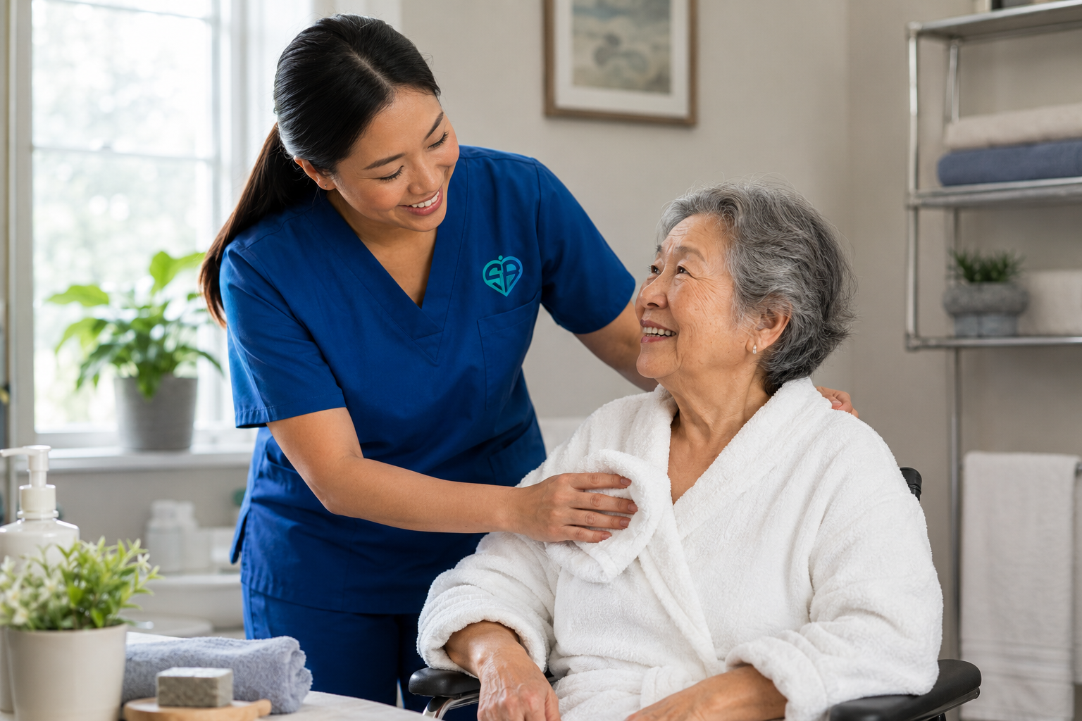 Sierra Brooke Caregiver with Elderly Woman in Wheelchair