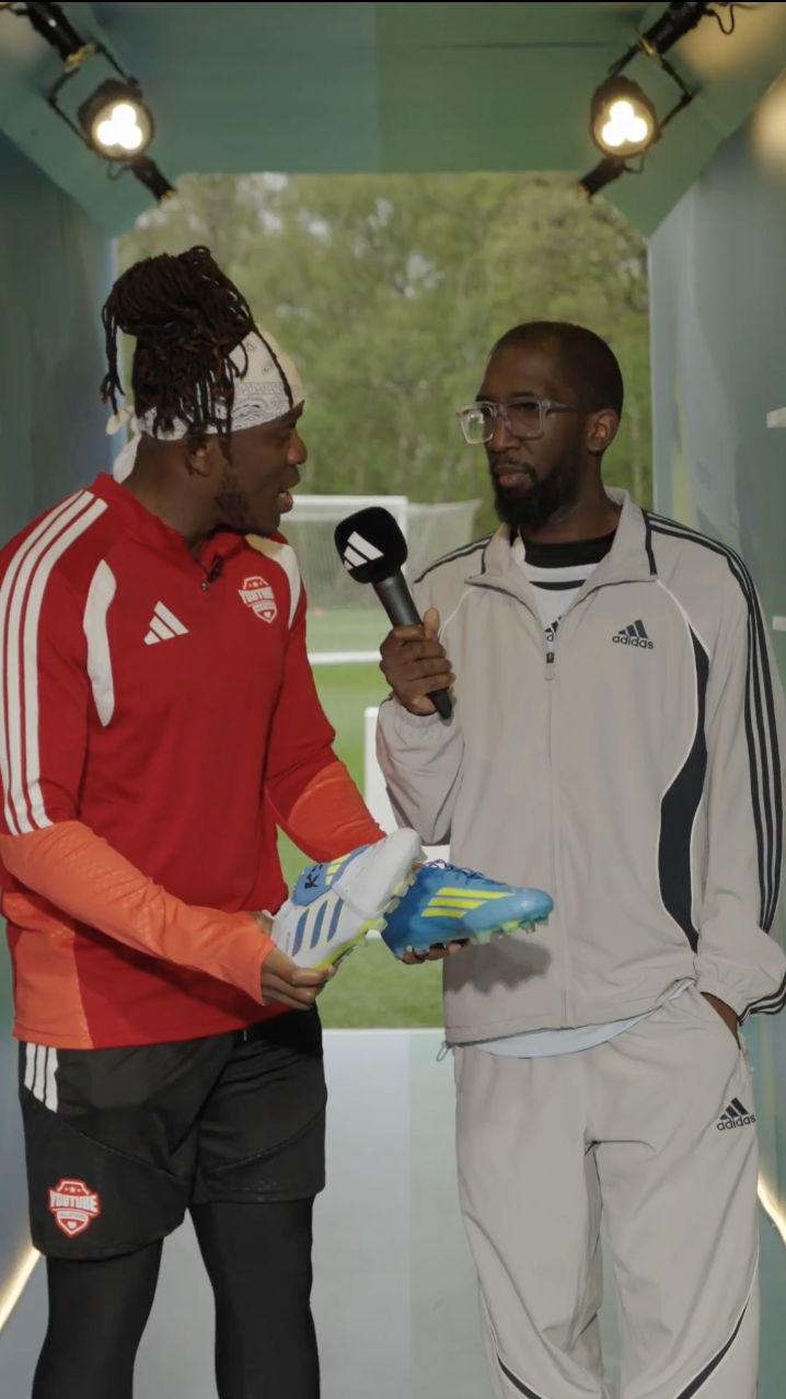 Specs presents for Adidas at the Sidemen Charity Match.