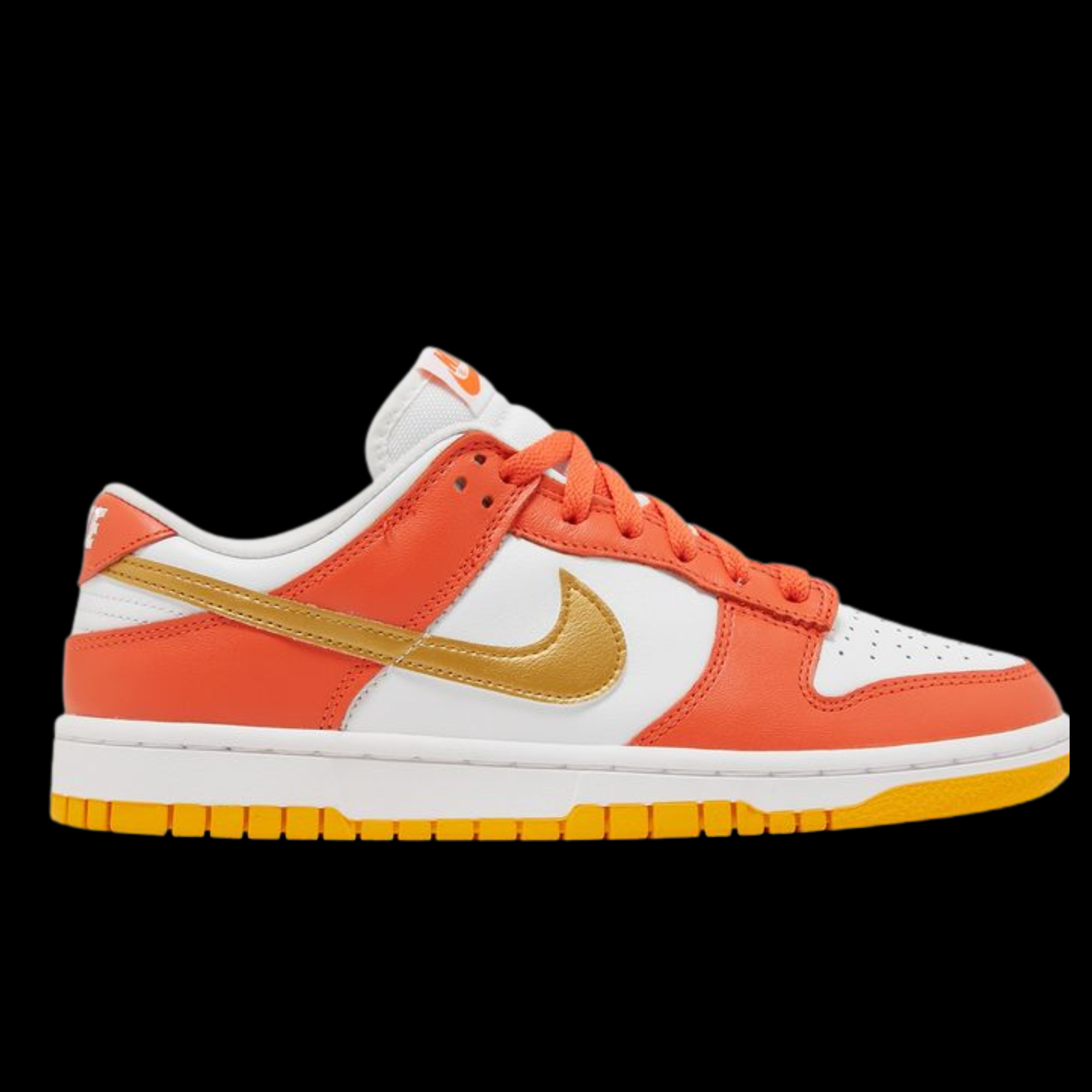 NIKE DUNK LOW ORANGE : METALLIC GOLD : WHITE .png