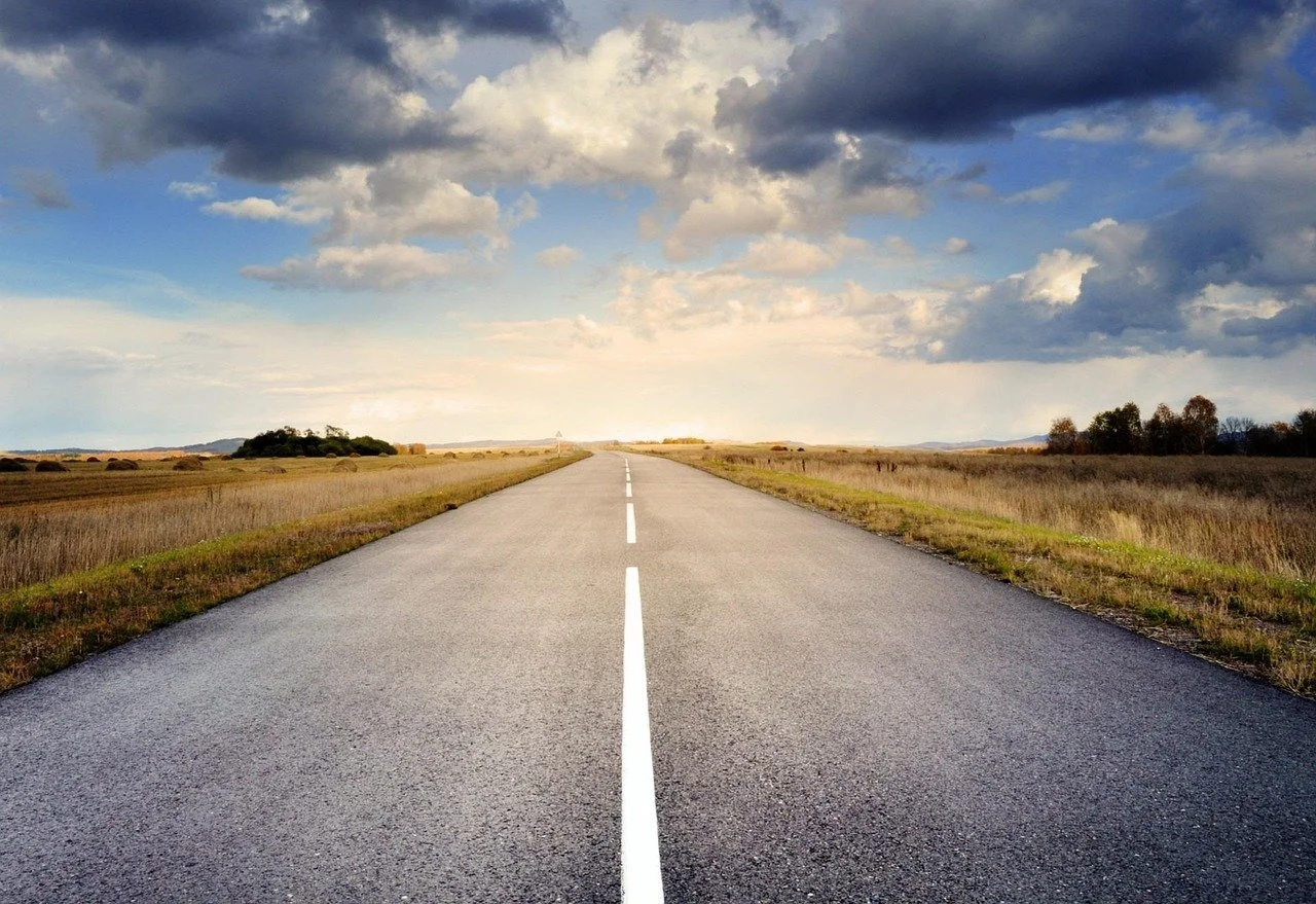 Highway with road leading to the horizon