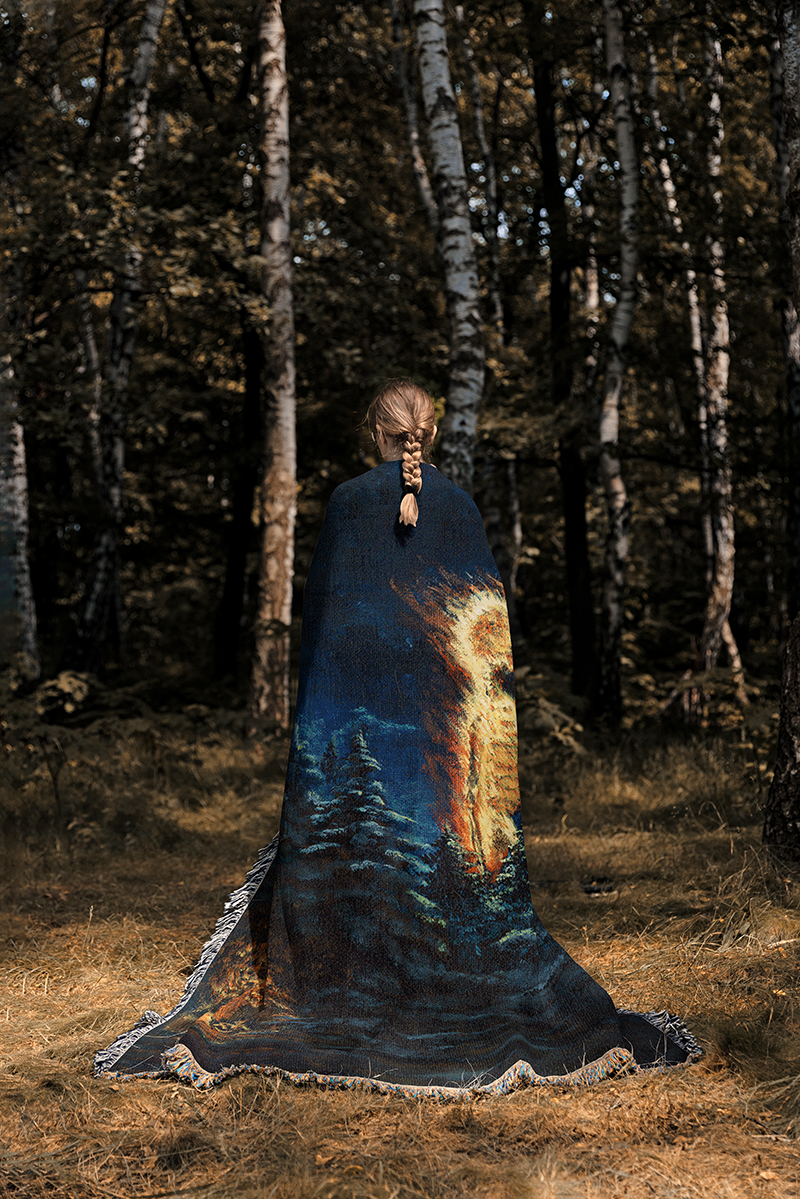 Flaming Skeleton - Wrapped Blanket - Vertical.png