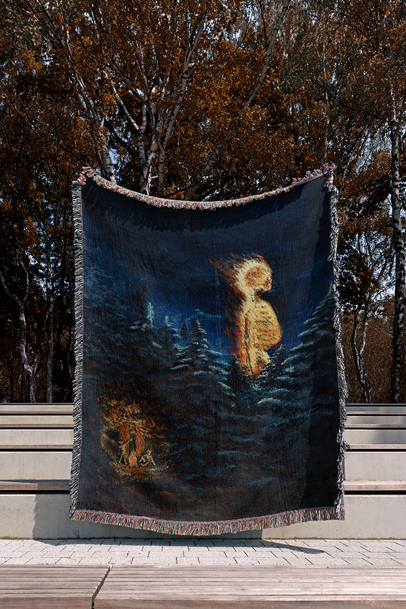 Flaming Skeleton Woven Tapestry Blanket