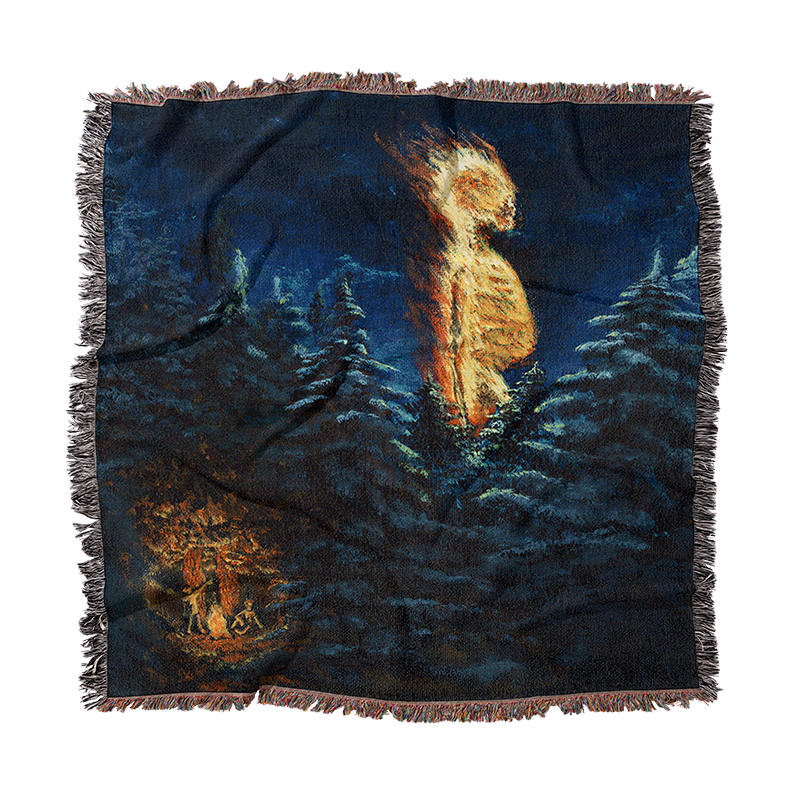 Flaming Skeleton - Wrinkled Flat Blanket.png
