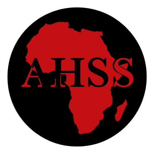 A logo depicting the outline of the African continent in red with the text 'A-HSS' in black over it, set against a black circular background.