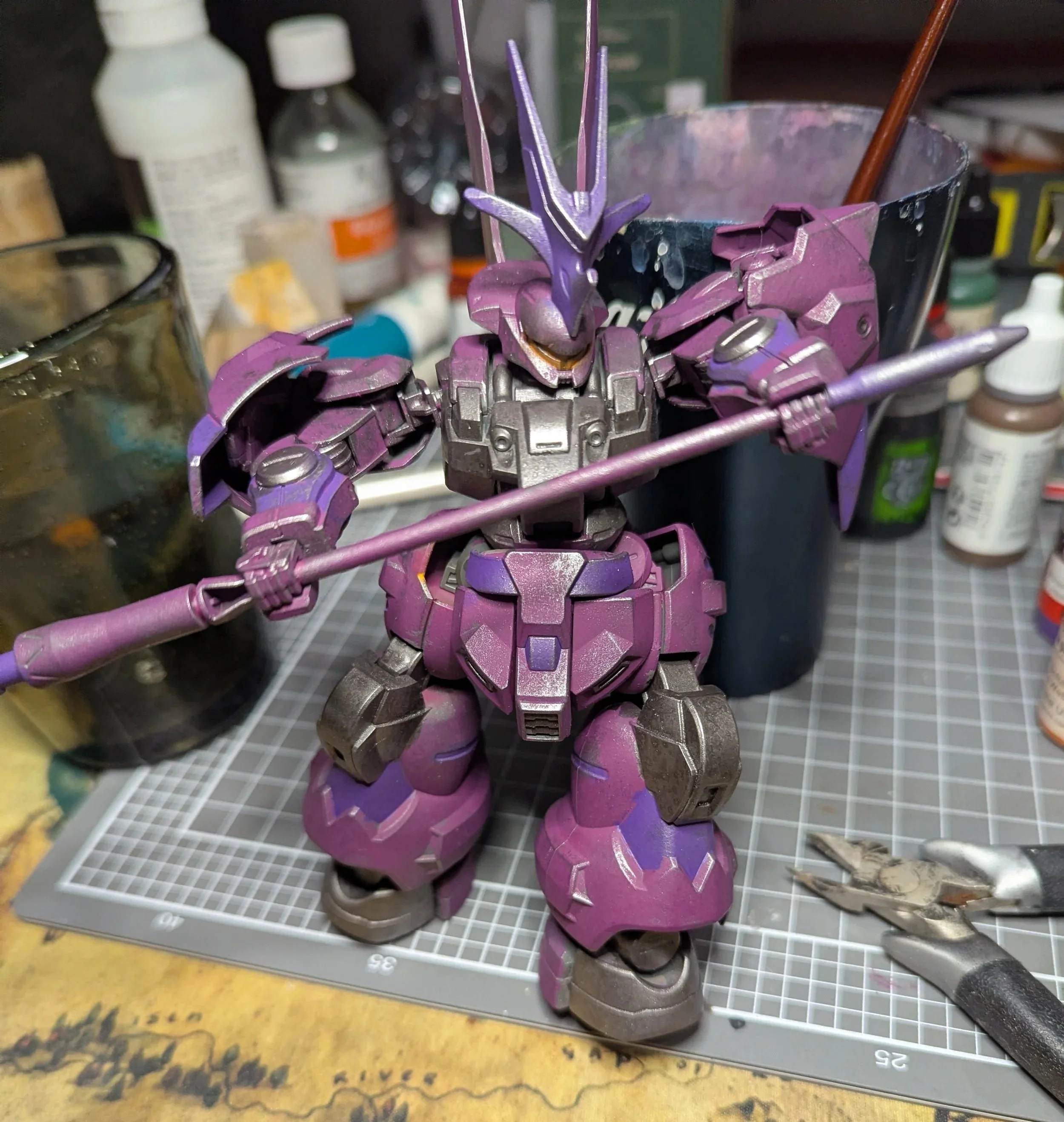 Began Weathering on Guel's Dilanzs HG Gunpla