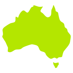A green silhouette map of Australia on a black background.