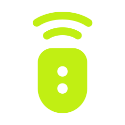 Green wireless router with signal waves.
