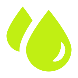 Three green water droplet icons on a black background.