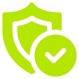 A shield with a checkmark indicating security or protection