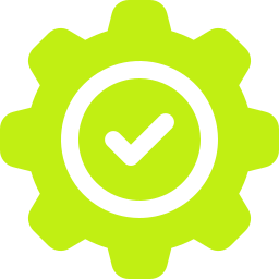 Green badge with a black checkmark inside a circle