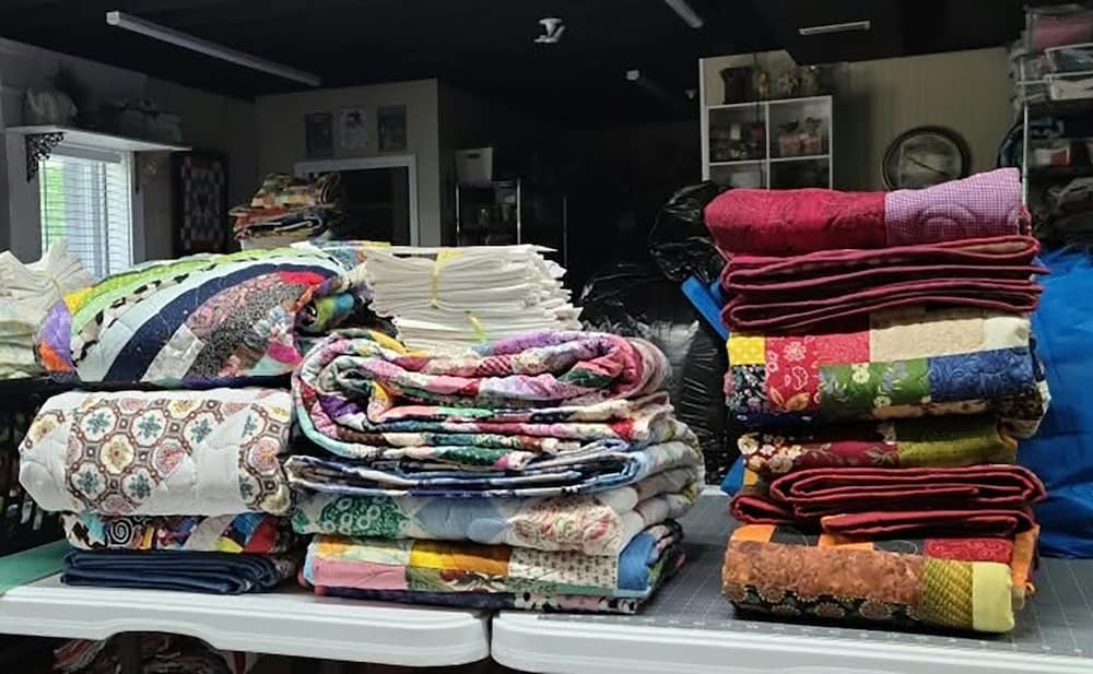 Blankets and pillows donated to a local ministry Wayfinders