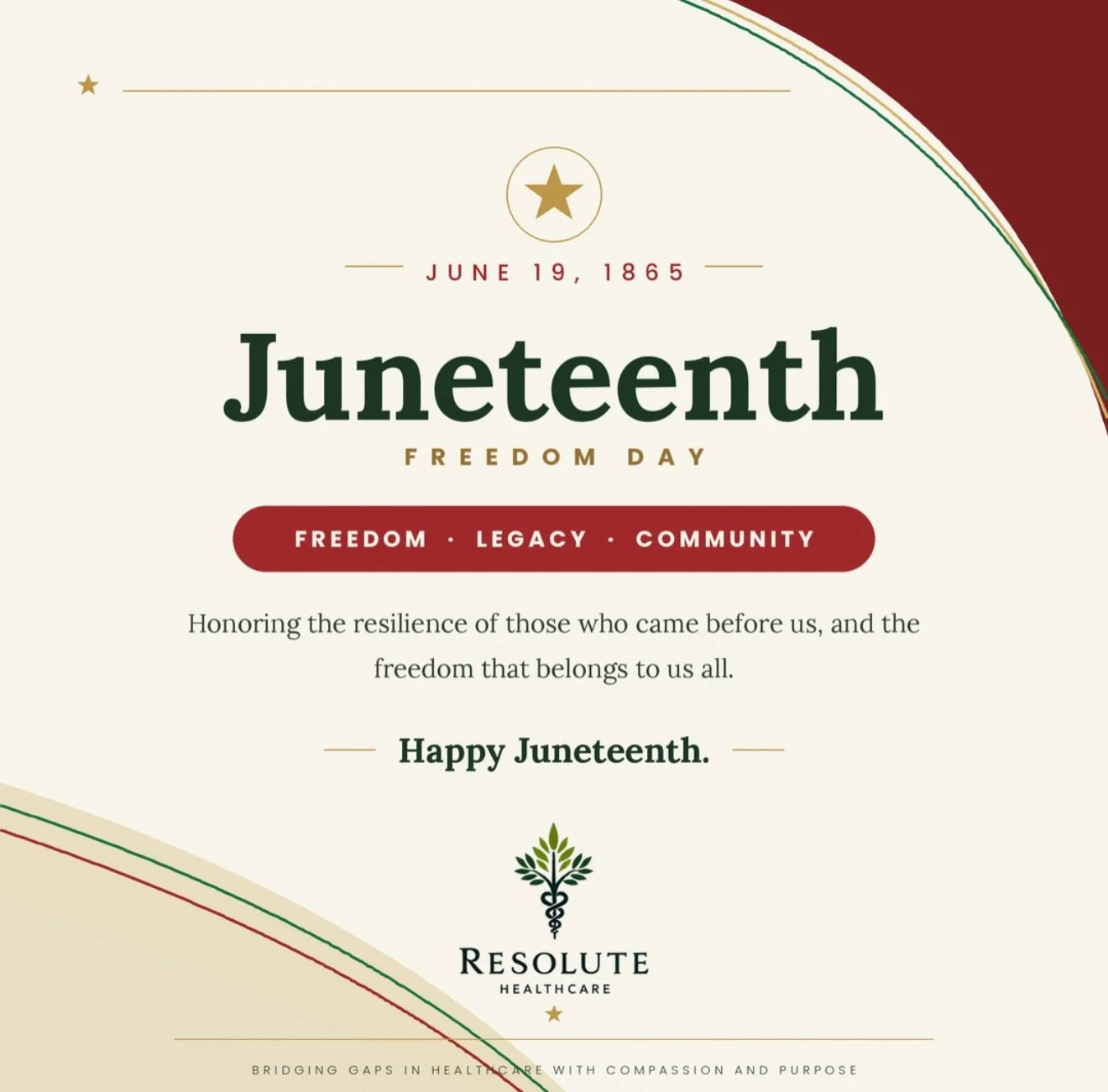 Today we honor Juneteenth, June 19, 1865, the day freedom finally reached the last enslaved people in this country.

We celebrate the resilience, brilliance, and legacy of those who came before us, and we recommit to the work that&rsquo;s still ahead