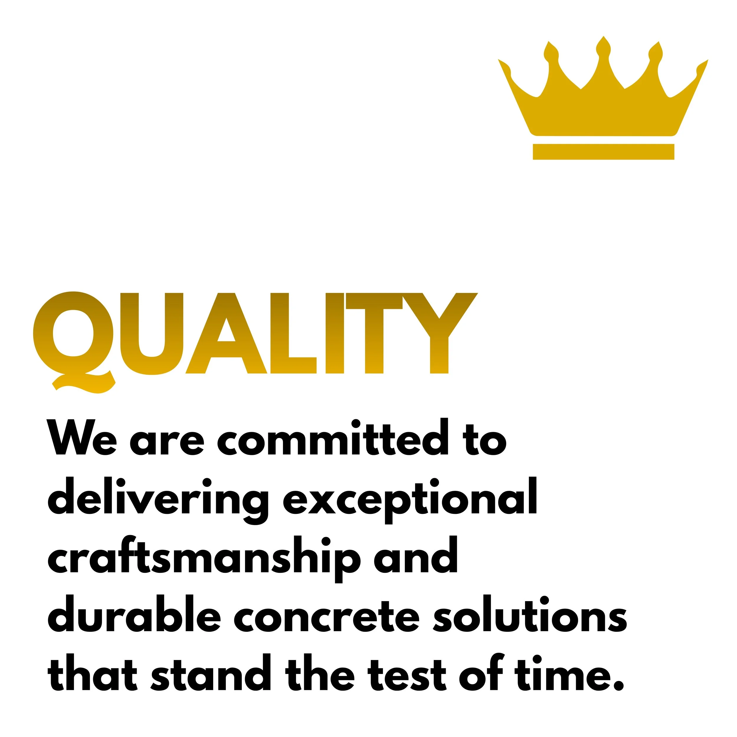 The word "QUALITY" in large gold letters with a gold crown above it and part of the word "QUALITY" visible below.
