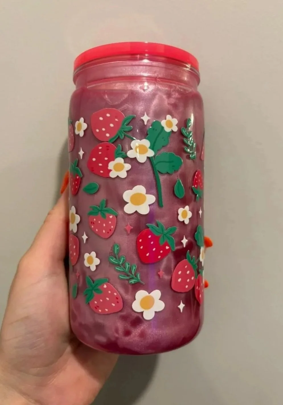 16oz Strawberry Cat Eye Tumbler