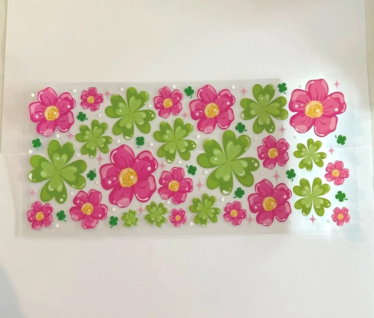 green and pink flowers