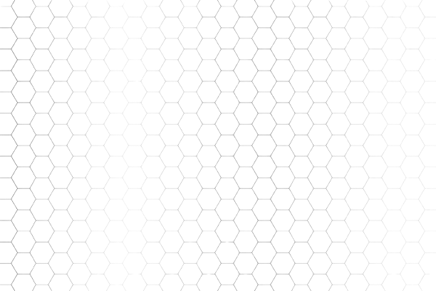Close-up view of a patterned mesh grid with white hexagon shapes on a black background.