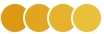 Five gold coins lined up in a row.