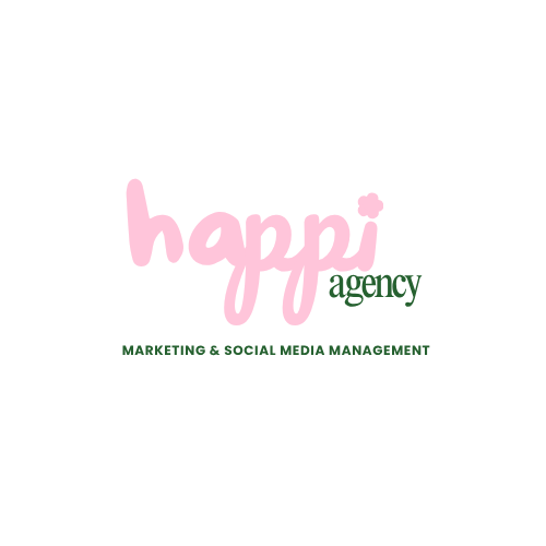 Logo de l'agence Happi, spécialisée en marketing et gestion des médias sociaux, avec le texte "happi agency" et "MARKETING & SOCIAL MEDIA MANAGEMENT".