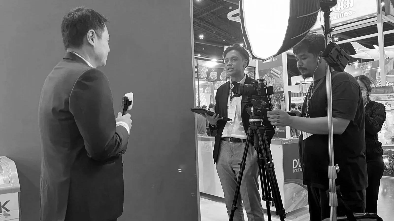 Pinpoint PR interviewing a stakeholder at a industry event