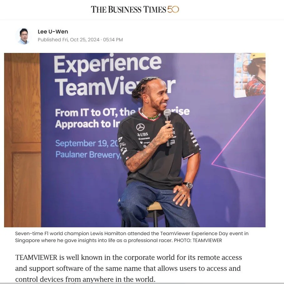 Lewis Hamilton for TeamViewer. Media Coverage by Pinpoint PR.