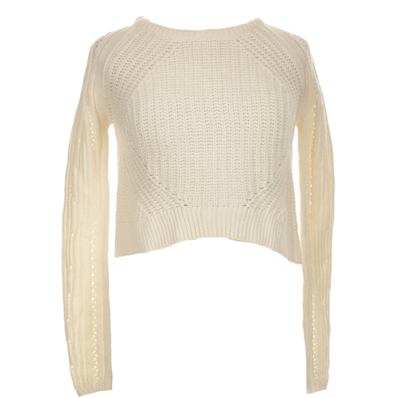Aqua Cream Cropped Knit Sweater