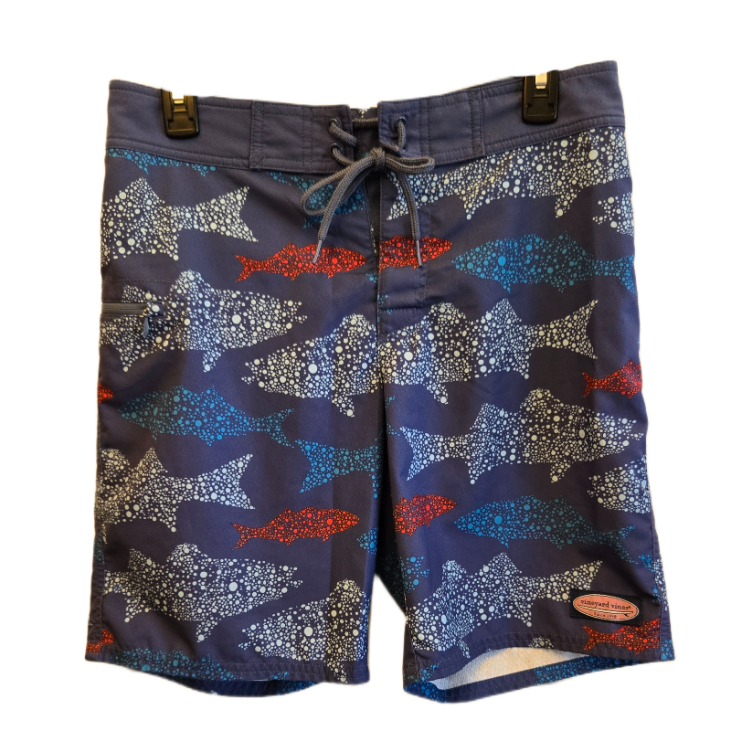 Vineyard Vines Men's Whale Shark Pointillism Board Shorts - Navy/Red/Blue