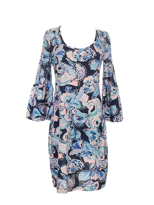 Lilly Pulitzer Carlile Dress in High Tide Navy Holy Flockamole