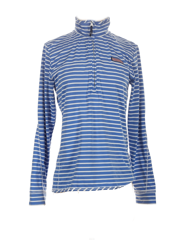 Vineyard Vines Blue Striped Shep Shirt Quarter-Zip