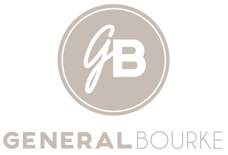 Logo with a stylized 'gB' inside a circle and the words 'GENERAL BOURKE' below it.