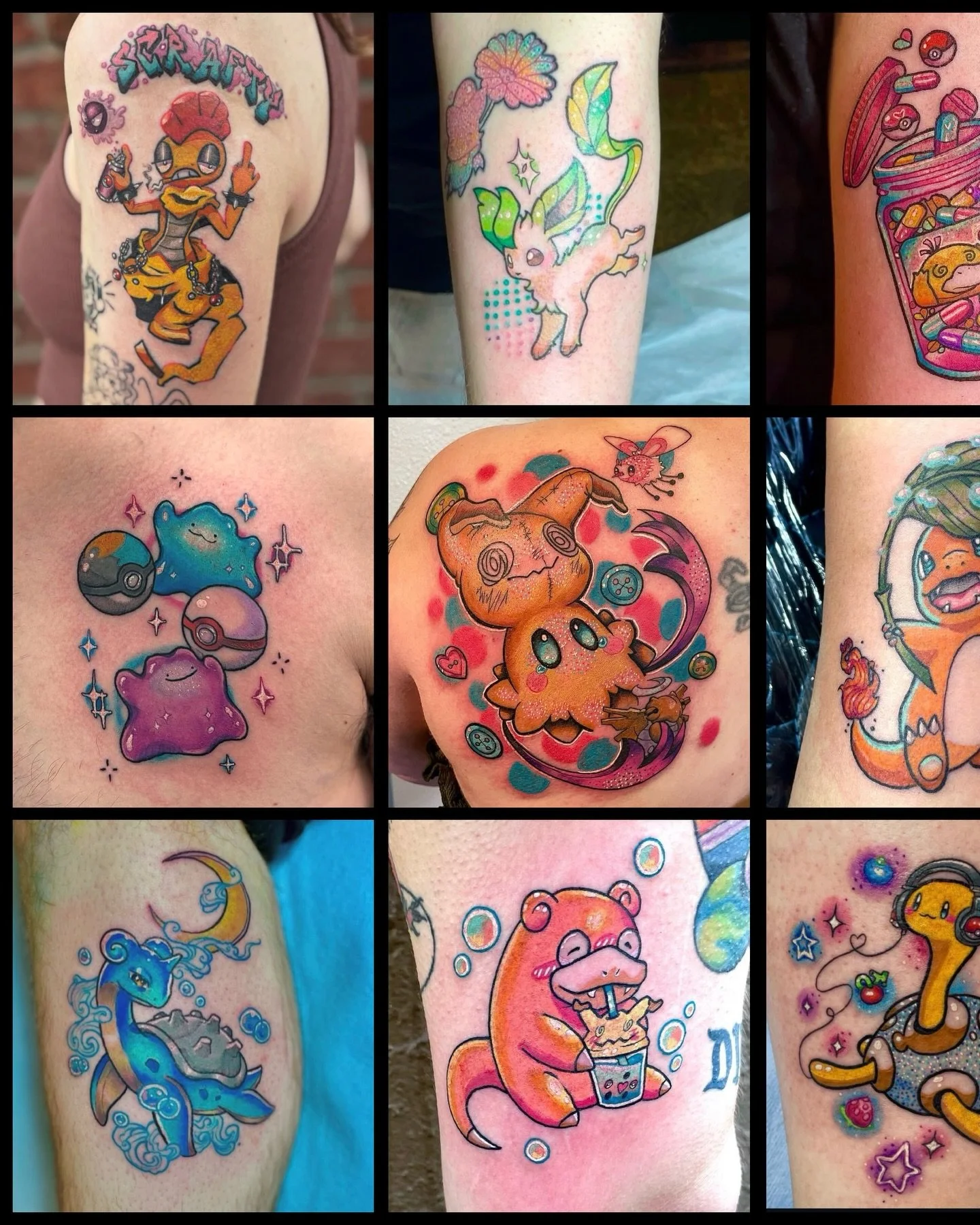 Happy 30th anniversary to @pokemon !!
Here is a compilation of some of our artists work to commemorate your Pok&eacute;mon trainer journey ✨&hearts;️

Ϟ(๑⚈ ․̫ ⚈๑)⋆ ◓⃙

#pokemon #tattoo #pokemontattoo #seattle #colortattoo