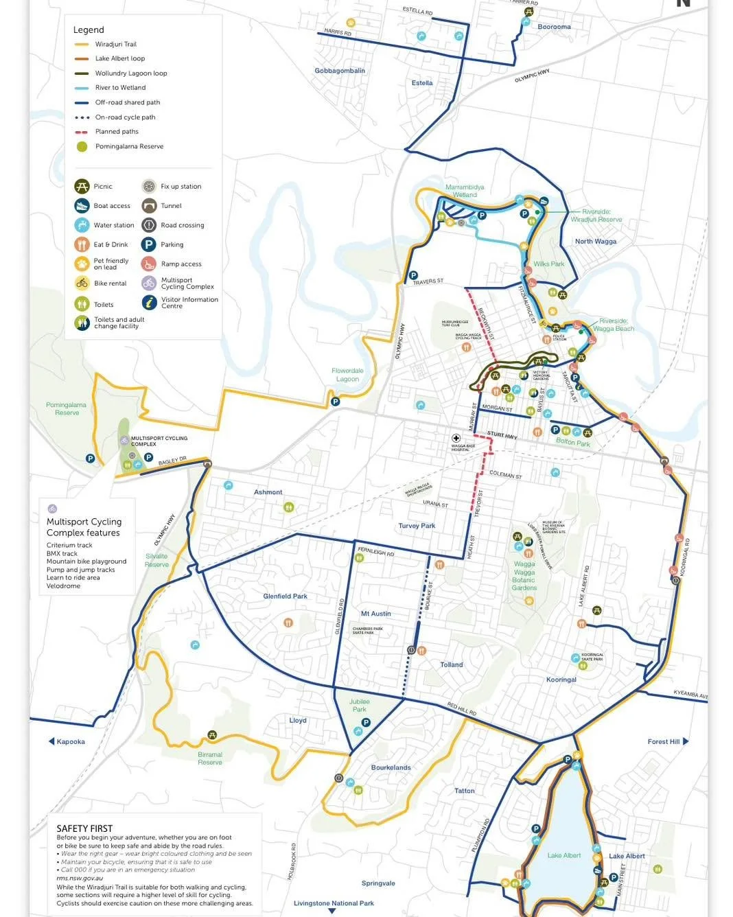 Check out the WWCC Active Travel Plan for cyclists and pedestrians around Wagga 🐐

https://visitwagga.com/__data/assets/pdf_file/0017/331541/VWW_TrailsMapBrochure2024_A3_WEB.pdf