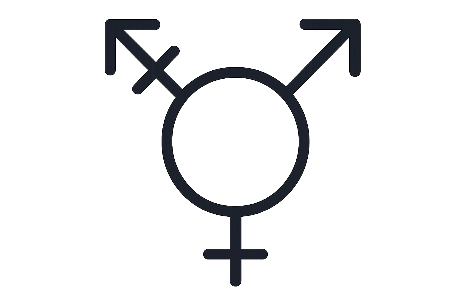 Gender symbols: male, female, and transgender, interconnected in a triangular arrangement.