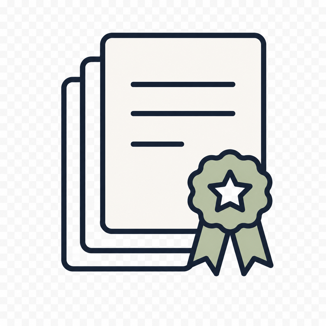 Illustration of a certificate with a ribbon and star emblem, indicating achievement or award.